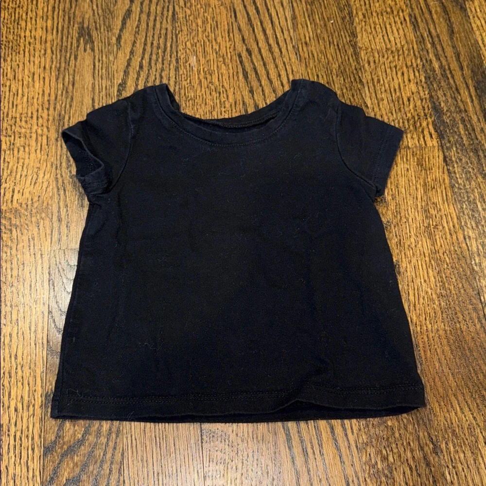 Two Solid Black and White Short Sleeve Tee Shirts 12-18 Months